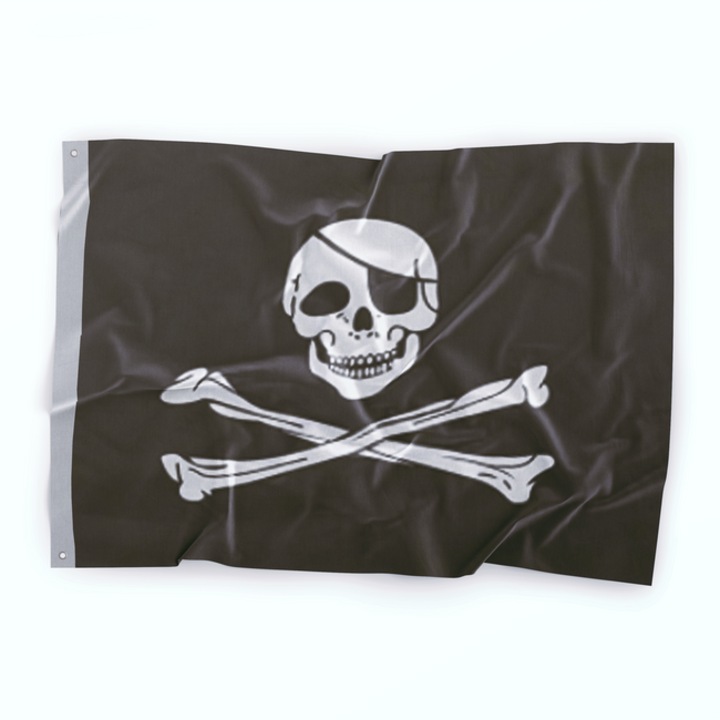 Steag pirat Jolly Roger, WARAGOD, 150x90cm, poliester, rezistent la apa