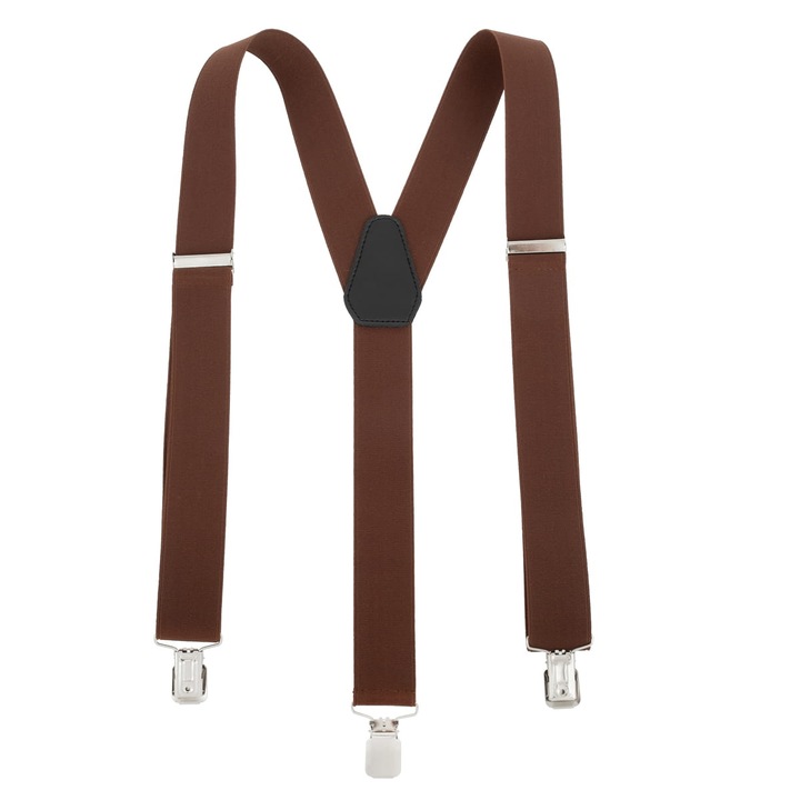 Регулируеми тиранти TOPGAL, кожа, кафяви, 3,5 см, универсални