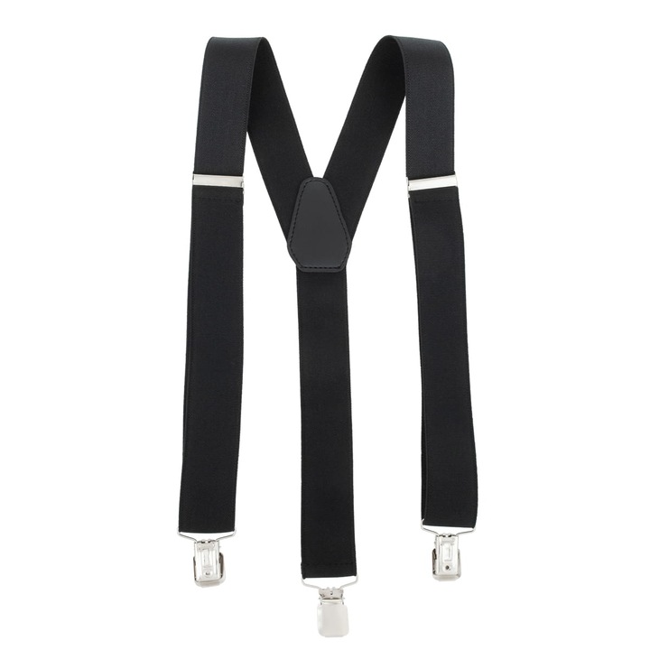 Регулируеми тиранти TOPGAL Y 3.5 см, черни, кожа, метал