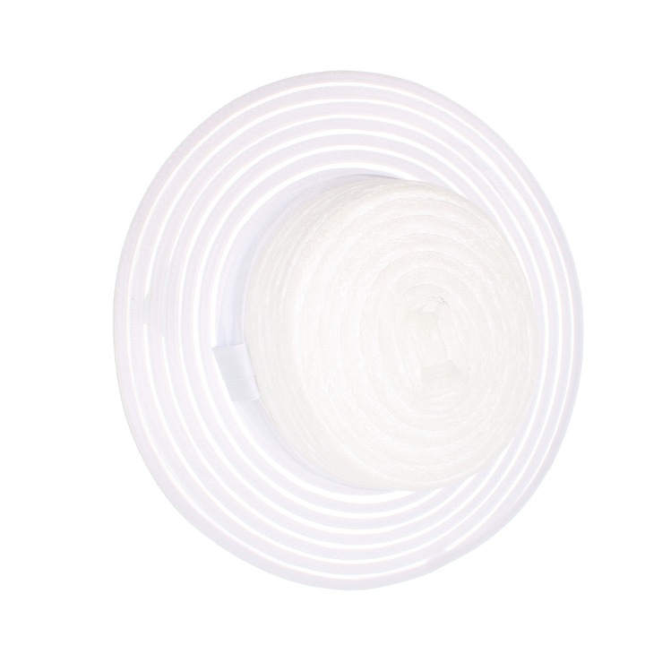 Дамска шапка, изработена от полиестер, Buticcochet, с райе и дантела, средна периферия, One size, Бяла - PAL1657