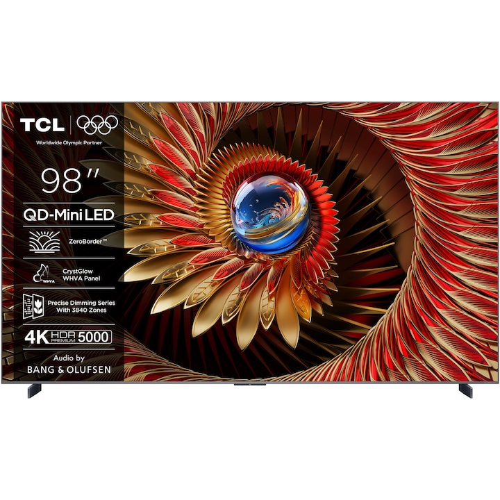 Телевизор TCL MiniLed 98C8K, 98"(248 см), Smart Google TV, 4K Ultra HD, 100Hz, Клас D (Модел 2025)