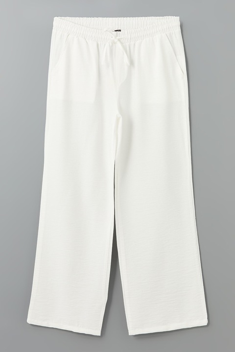 LC WAIKIKI, Pantaloni crop cu croiala ampla si talie ajustabila, Alb