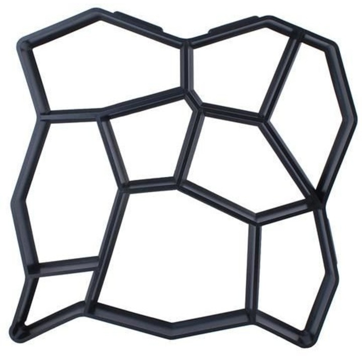 Matrita pentru pavaj din beton turnat, Zola, model neregulat, reutilizabila, plastic, 45 x 45 x 4.5 cm, neagra