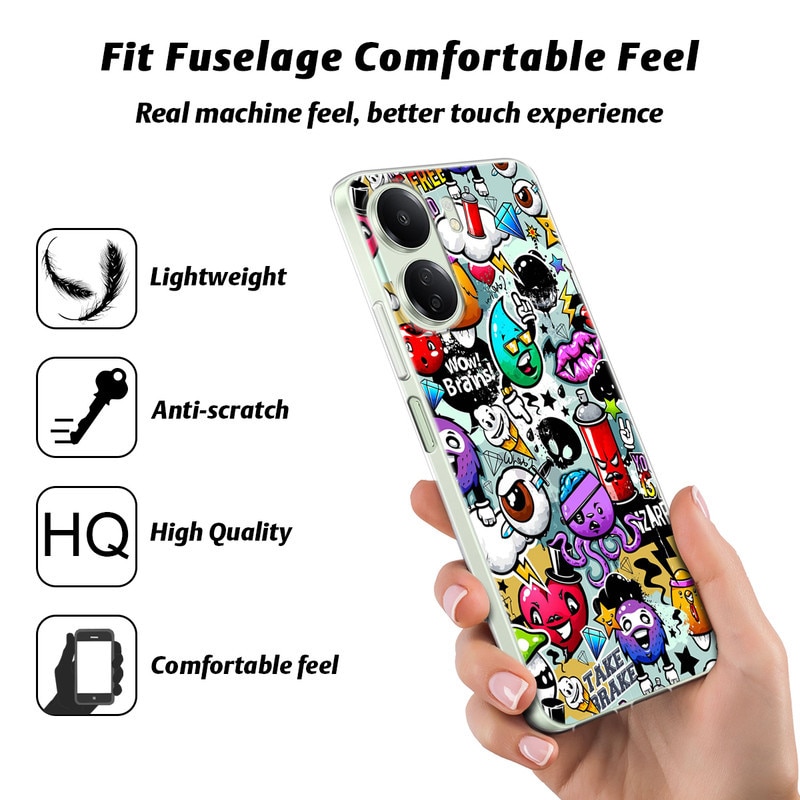 Set husa protectie telefon/3 folii protectie ecran, TPU/Sticla securizata, Pentru Xiaomi Redmi 13C / Poco C65, Multicolor