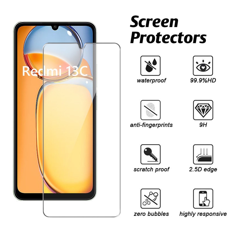 Set husa protectie telefon/3 folii protectie ecran, TPU/Sticla securizata, Pentru Xiaomi Redmi 13C / Poco C65, Multicolor