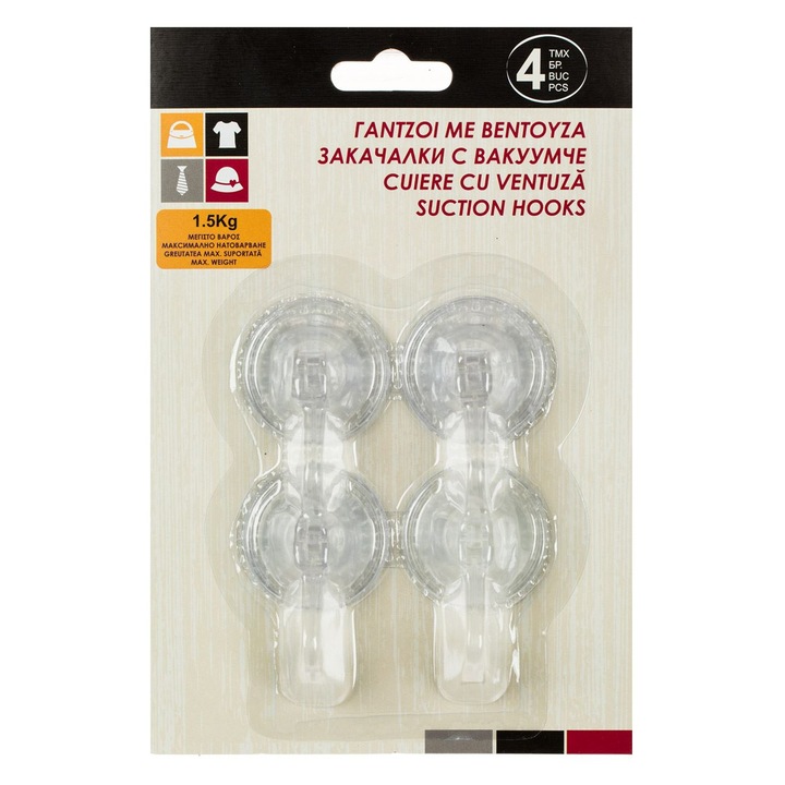 Cuiere transparente cu ventuza - 4buc