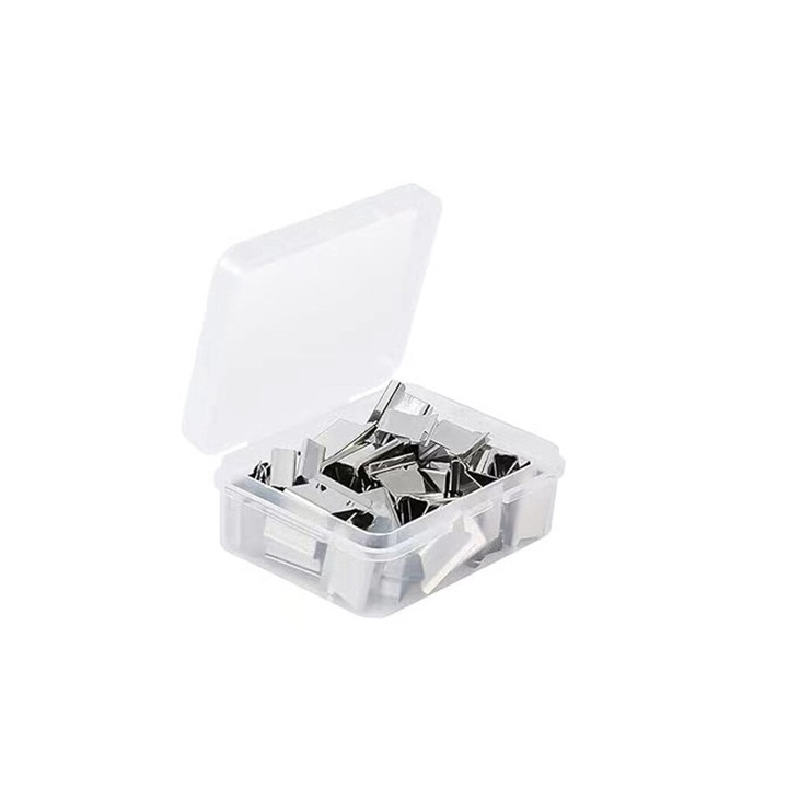 Метални щипки за многократна употреба, сребрист цвят, размер 15x10x5 мм, за многократна употреба, комплект от 50 броя