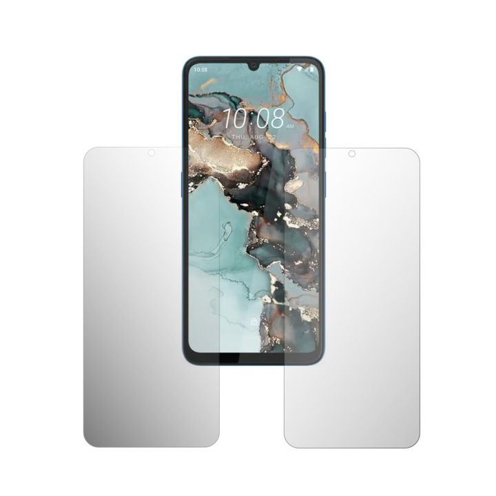 Комплект от 2 iSkinz матови протектора за екран за HTC Wildfire E5 Plus - пълен изрез, невидим мат Skinz, против пръстови отпечатъци, антирефлексно покритие, самозалепващ се и гъвкав силиконов протектор