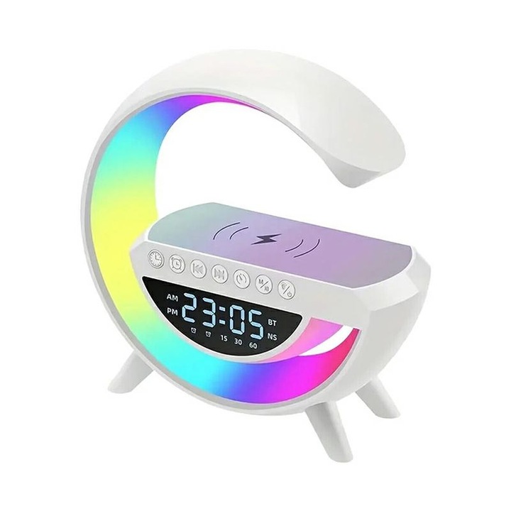 Dekoratív óra, ND32_L45F, Bluetooth lámpával, ébresztővel, fehér színű