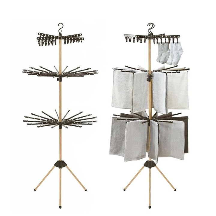 Uscator rufe vertical, 3 niveluri, 24 cleme, 79x79x184cm, set de 10 bucati