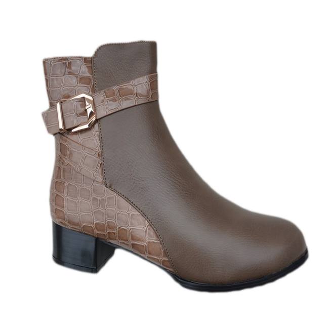 Botina comoda de toamna-iarna cu toc, D&J Exclusive, Maro