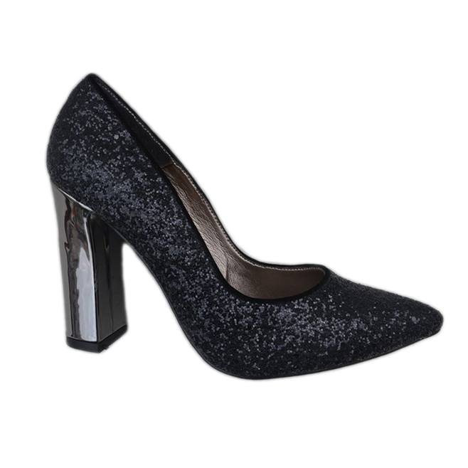 Pantofi cu toc inalt si design modern,D&J Exclusive, Negru