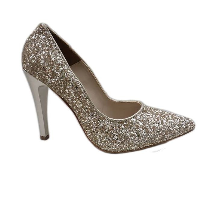 Pantofi eleganti din paiete foarte fine, D&J Exclusive, Auriu