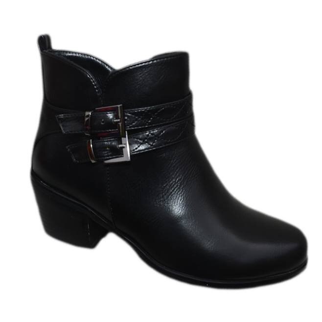 Botine confortabile, cu toc lat de inaltime medie, D&J Exclusive, Negru