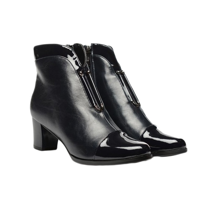 Botine scurte cu toc mediu,D&J Exclusive,, Negru