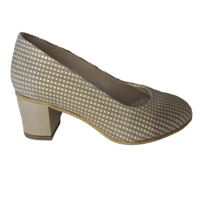 Pantofi cu design de patratele, D&J Exclusive, Bej