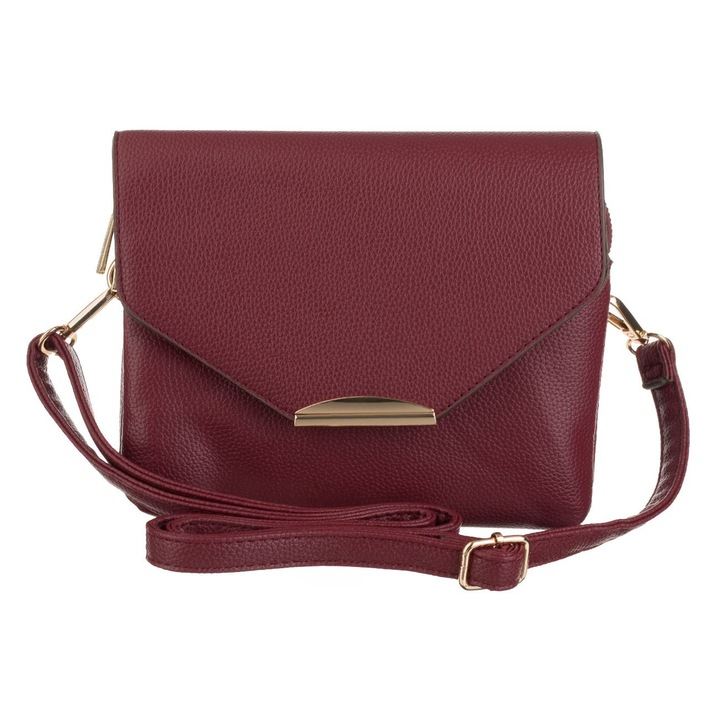 Bordó női kézitáska vinjetával, 20x5x17cm