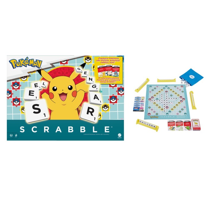 Настолна игра Pokemon Scrabble, 2 режима на игра, многоцветна