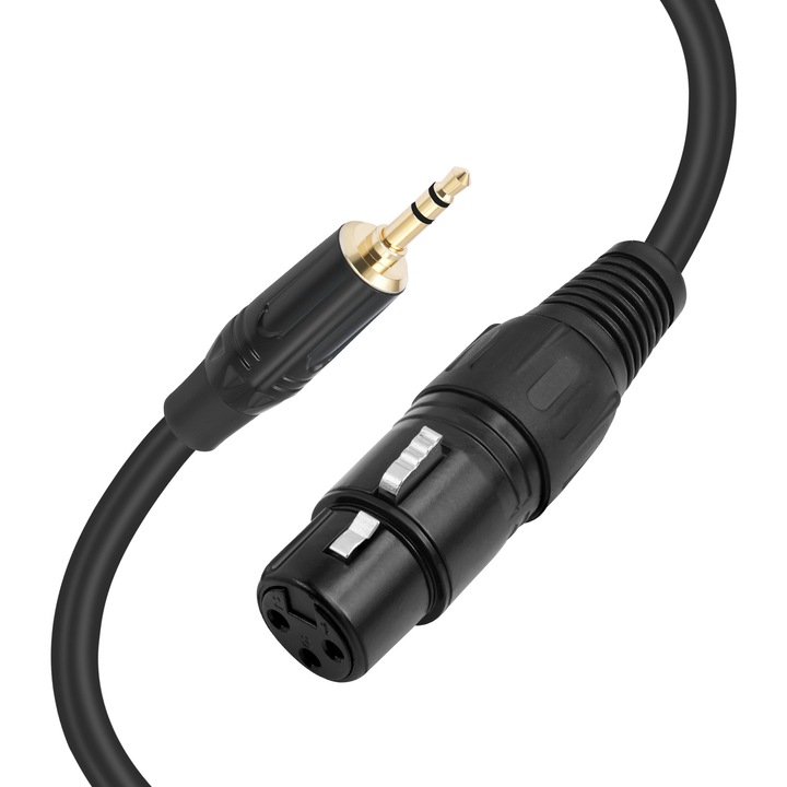 Cablu microfon 3.5mm la XLR 3Pin, Pili-Paradise, 1m, conector placat cu aur, aliaj de zinc
