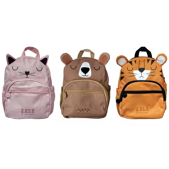 Gyerek hátizsák, Bebe Friends, 27x18,5x11cm, többszínű, fő rekesszel és oldalzsebekkel