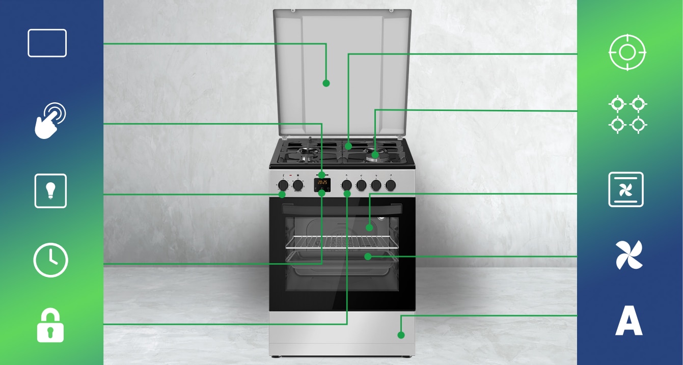 ARAGAZ MIXT HEINNER HFSC-S66FDC-BIX 60X60CM INOX