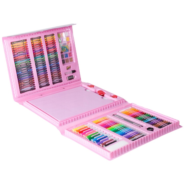 Set artistic pentru copii, 208 elemente, roz, R2 Invest