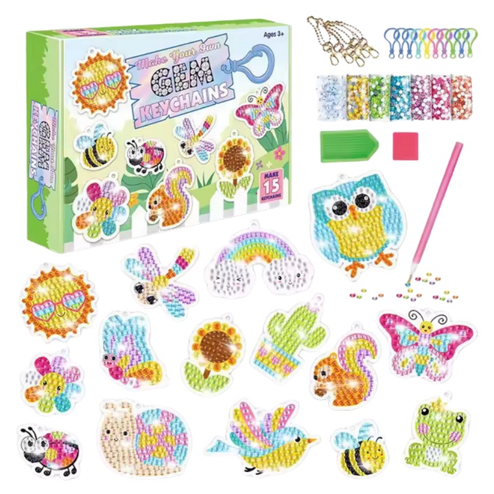 Set de artizanat, animale si insecte, 15 sabloane, multicolor