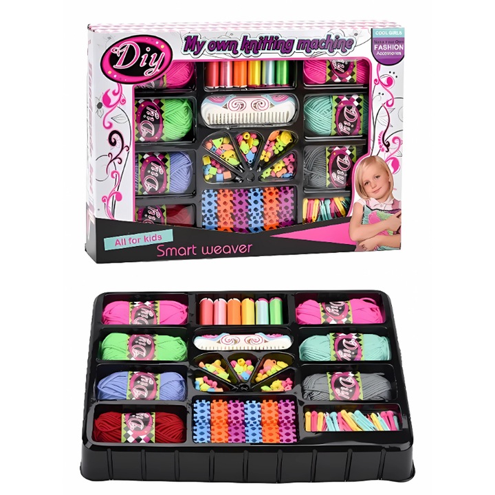 Направи си сам комплект за създаване на гривни и аксесоари, R2 Invest, 12x макари, 6x щипки, многоцветен