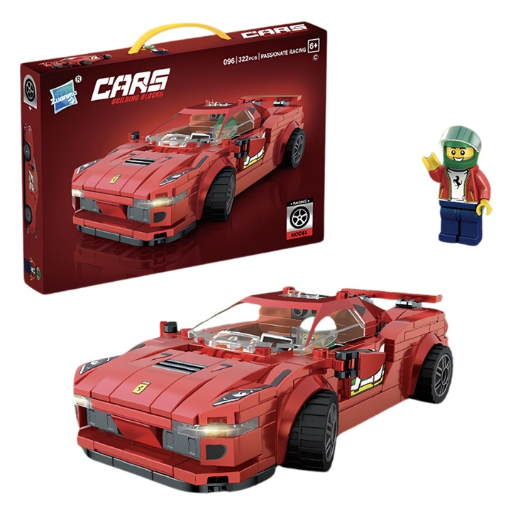 Set de constructie masina, 322 piese, multicolor, 6+ ani