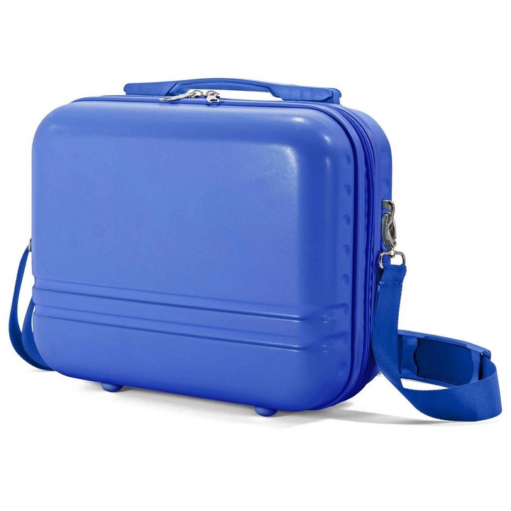 Geanta de cosmetice Benzi BZ 5827, ABS, 31x26x15 cm, curea reglabila, interior organizat, albastru