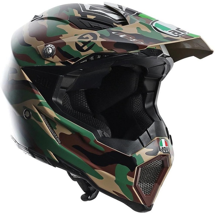 Casca moto cross enduro ATV AX-8 EVO AGV E2205 REPLICA PAULIN CAMOUFLAGE made by AGV Italia, omologare E2205, Marimea S