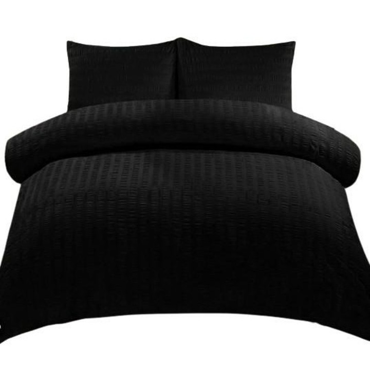 Калъфка за възглавница Каро, 100% памук, черна, 50х60см, с цип