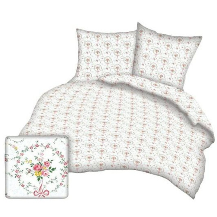 Lenjerie de pat Karo, 180x200cm, 100% bumbac, rosu, set 3 piese