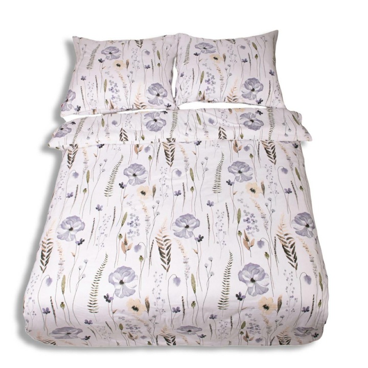 Flanel ágynemű 160x200cm, Matex, fehér-kék-zöld, 3 db