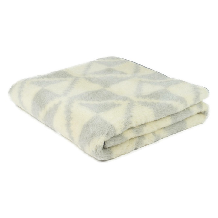 Patura din lana merinos cu alpaca, Kampol, 220x200cm, Gri/Crem