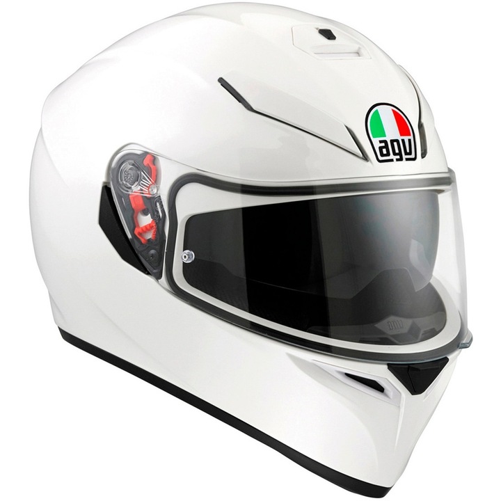 Casca moto full face K-3 SV AGV E2205 SOLID PLK WHITE made by AGV Italia, omologare E2205, ochelari de soare, pinlock, + viziera cu pinlock, Marimea L