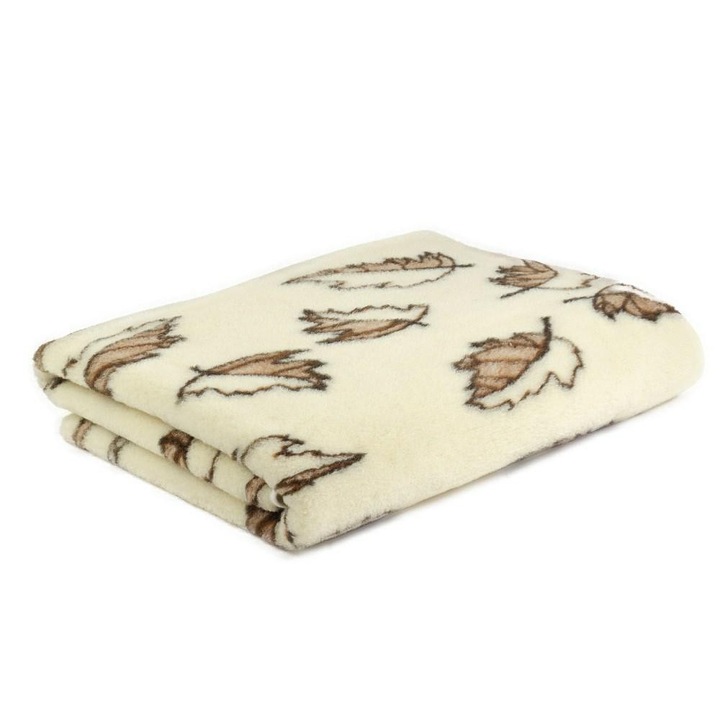 Patura din lana merinos Kampol, 140x200cm, doua fete, design elegant, natural