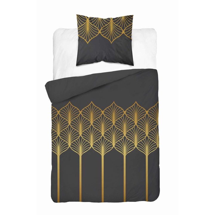 Ágyneműgarnitúra 140x200 Home Szatén, 2 db, fekete-arany, szatén pamut