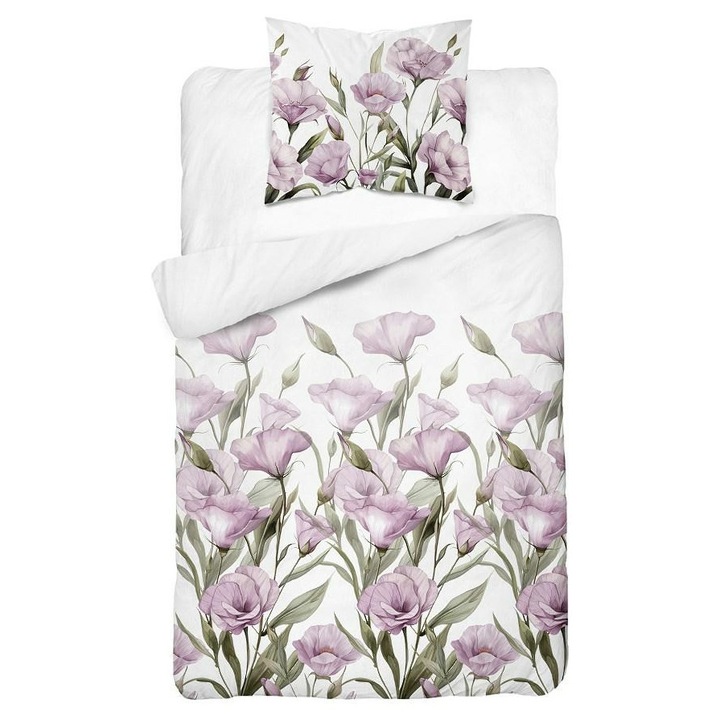 Спално бельо, Home Satin, 140x200см, 2 части, бяло, памучен сатен