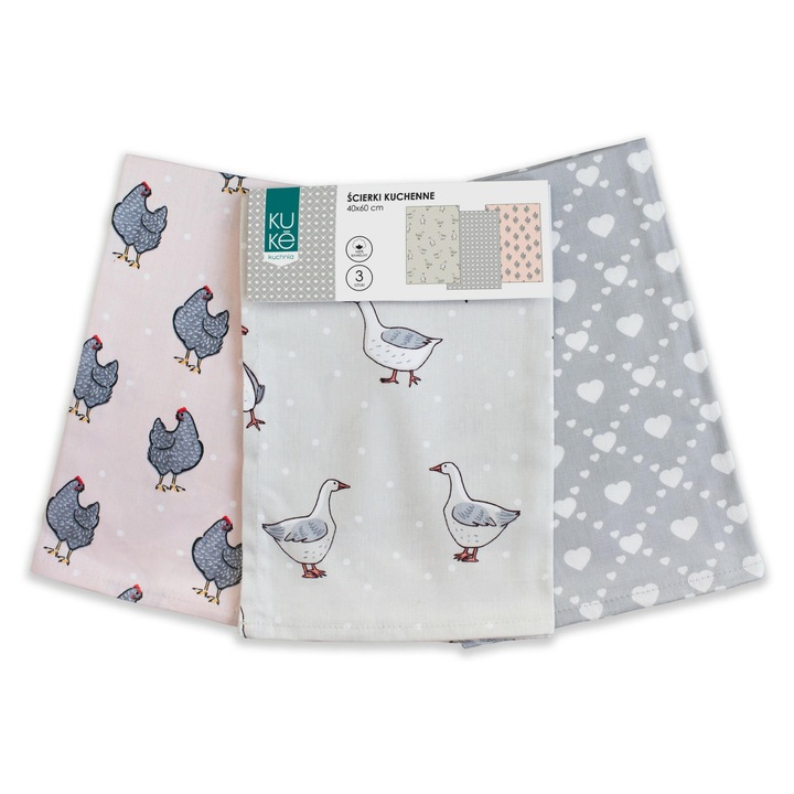 Комплект кухненски кърпи 3 броя, Фаро, сиви, 40x60см