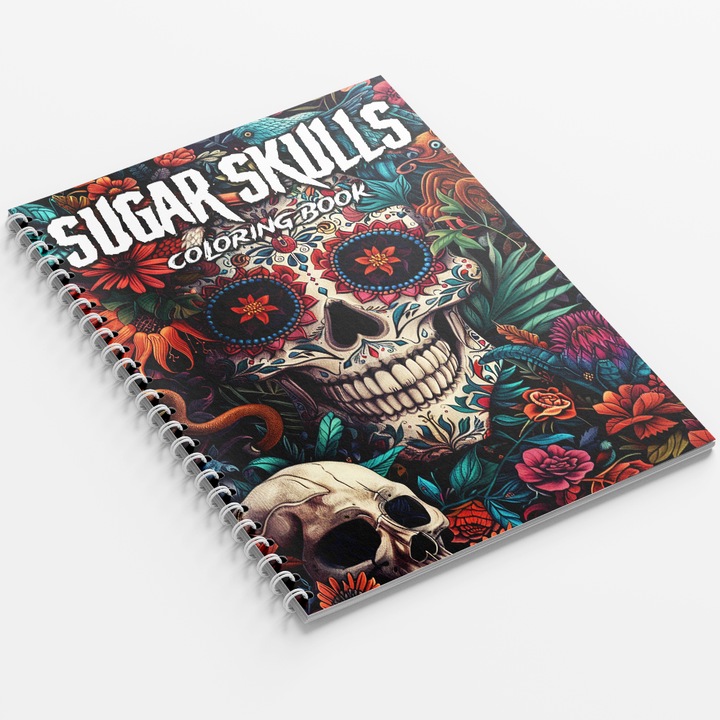 Книжка за оцветяване за възрастни, Захарни черепи, 50 илюстрации