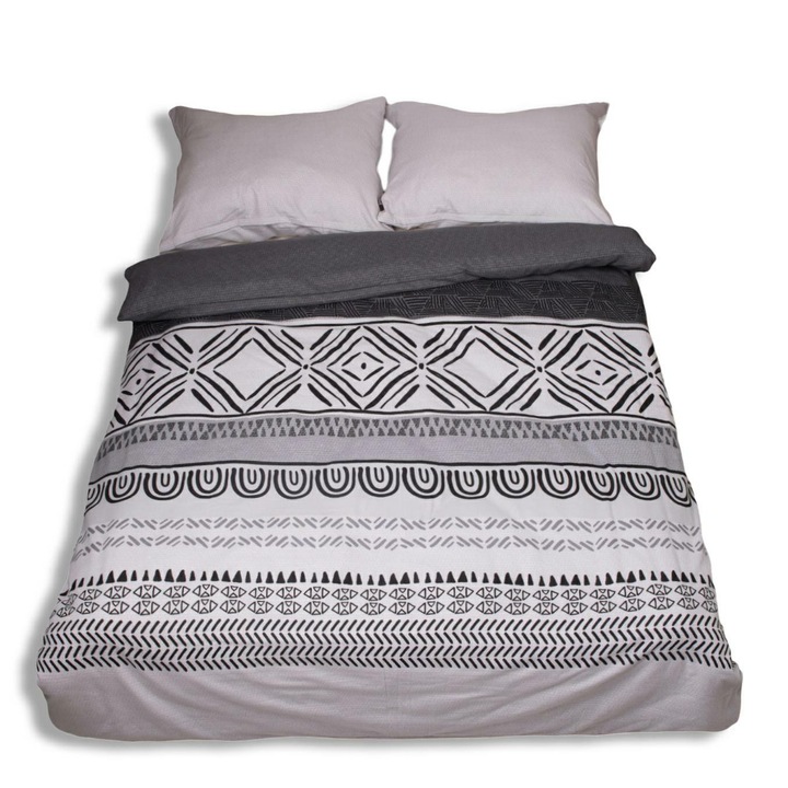 Flanel ágynemű 220x200cm, Matex, szürke, 3 részes, 100% pamut