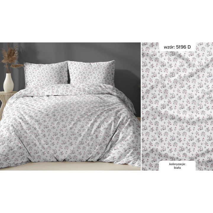 Lenjerie de pat Karo, bumbac, alb, 140x200cm, set 2 piese