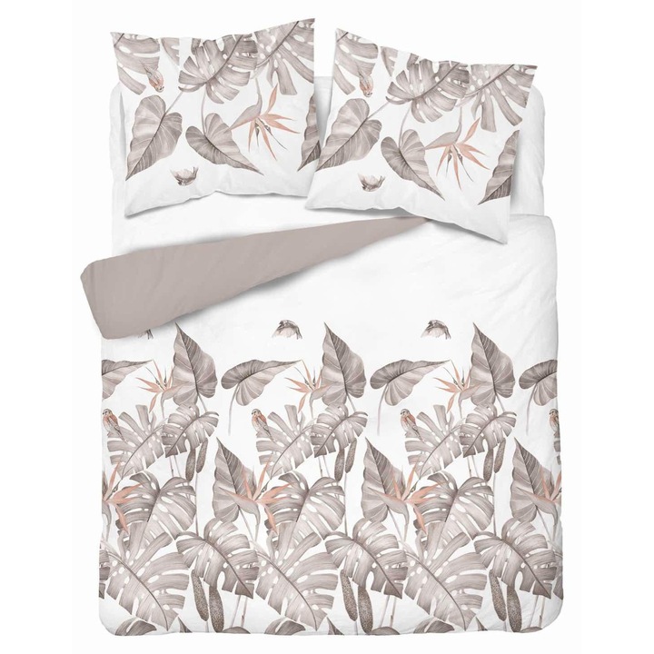 Detexpol ágyneműhuzat, 3 részes, fehér/bézs, 160x200cm, mikroszatén