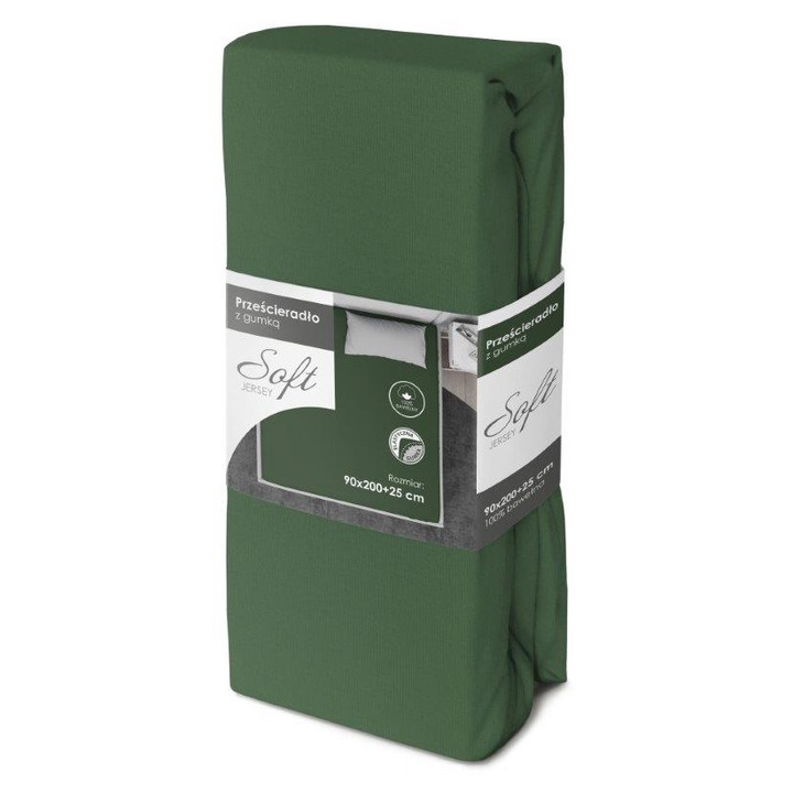 Чаршаф за спане Faro, памук, 90x200 см, зелен