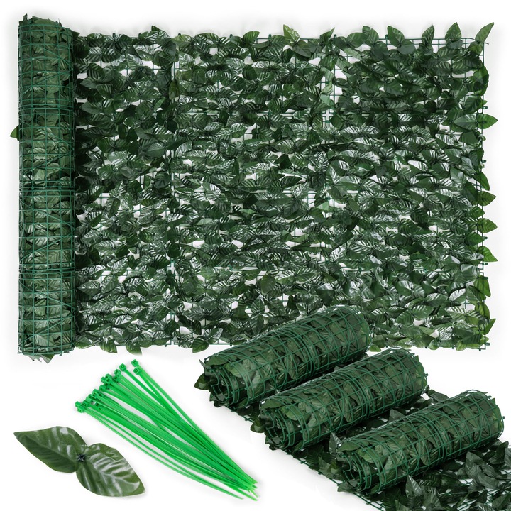 Plasa gard artificial MultiGarden, 3 role, verde inchis, 50x300cm