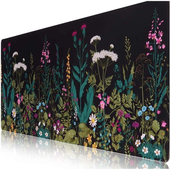 Mousepad Gaming, BYONDSELF®, 400*800*3mm, Pentru Tastatura si Mouse, cu Baza din Cauciuc Anti-Alunecare, Potrivit Pentru Casa si Birou, Pentru Barbati/Femei, Multicolor Planta