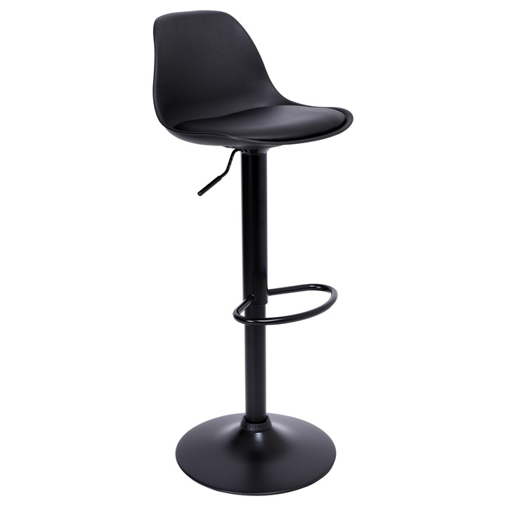 Scaun bar eHokery RICARDO BLACK, 103x38cm, ecopiele, inaltime reglabila, rotativ 360