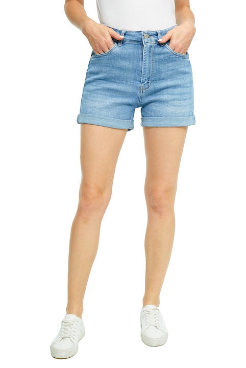 Realize női magas derekú, gumírozott push-up farmernadrág, felhajtott szegéllyel, skinny szabással, világoskék