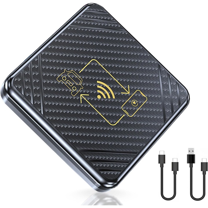 Adaptor wireless Carplay si Android Auto 2 in 1, jalleria, compatibil cu peste 800 de masini, negru